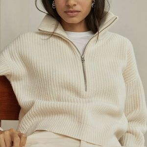 Everlane Cream Half-Zip Sweater